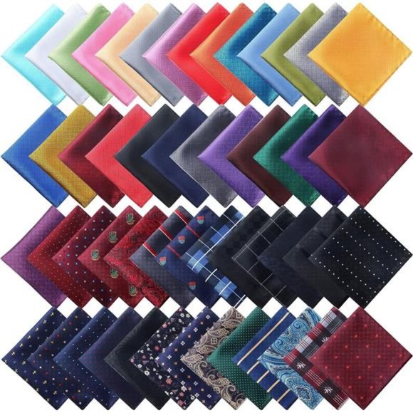 52 Pieces Mens Pocket Squares for Men Handkerchief Soft Silk Pocket Square - Picture 1 of 7